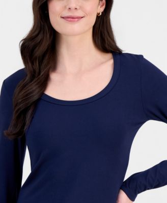 Juniors' Jersey Knit Long-Sleeve Top