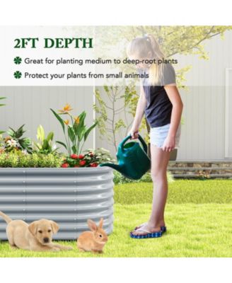 5 x 3 x 2 Ft Metal Oval Raised Garden Bed with Open Bottom Design