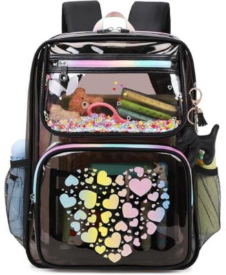 Clear Backpack for School Girls, Heavy Duty TPU Transparent Backpack Stadium Events Approved, Clear Bookbag