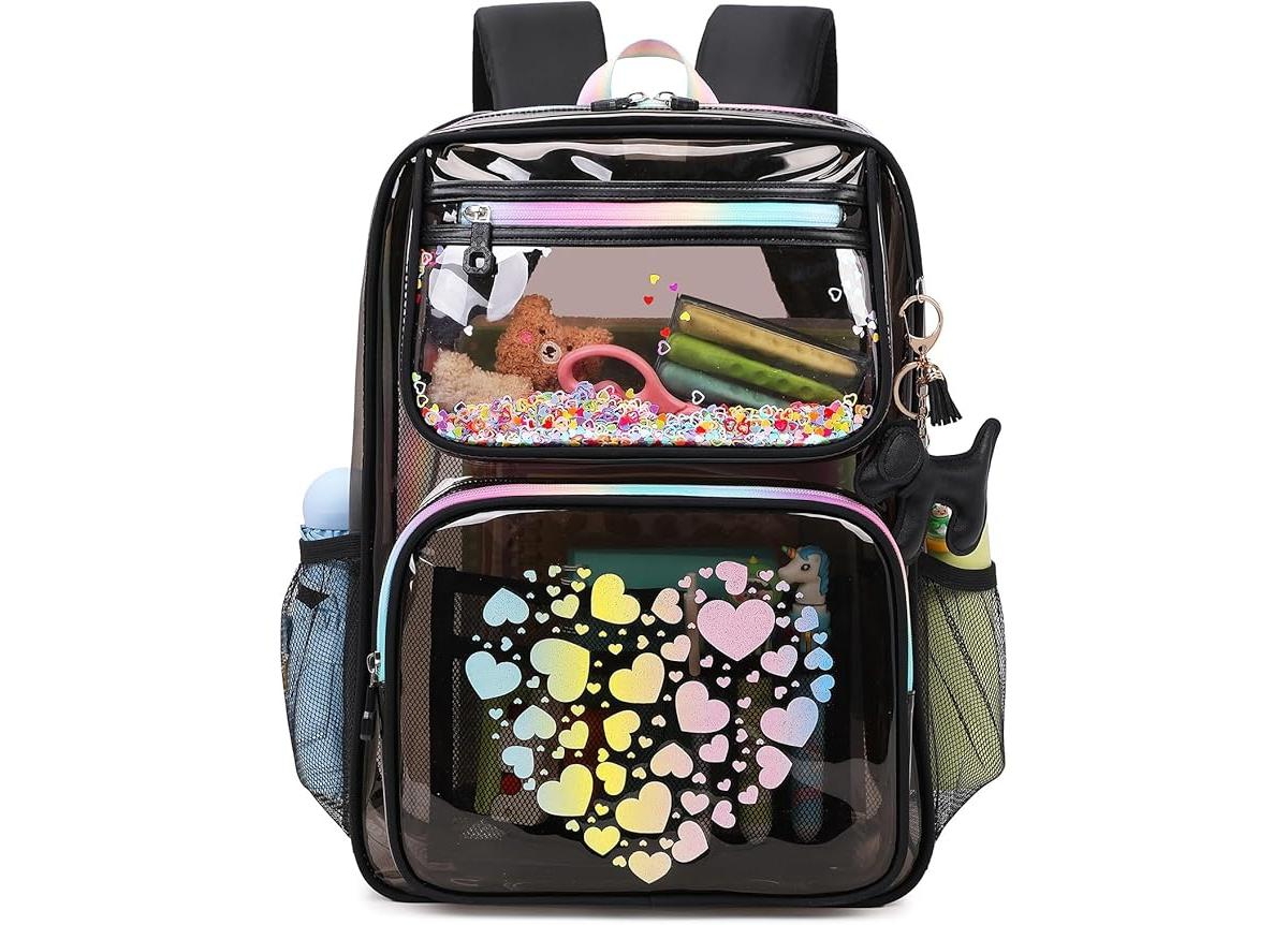 Batfox Clear Backpack for School Girls, Heavy Duty Tpu Transparent Backpack Stadium Events Approved, Clear Bookbag