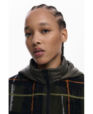 Women's Checkered poncho with padded hood