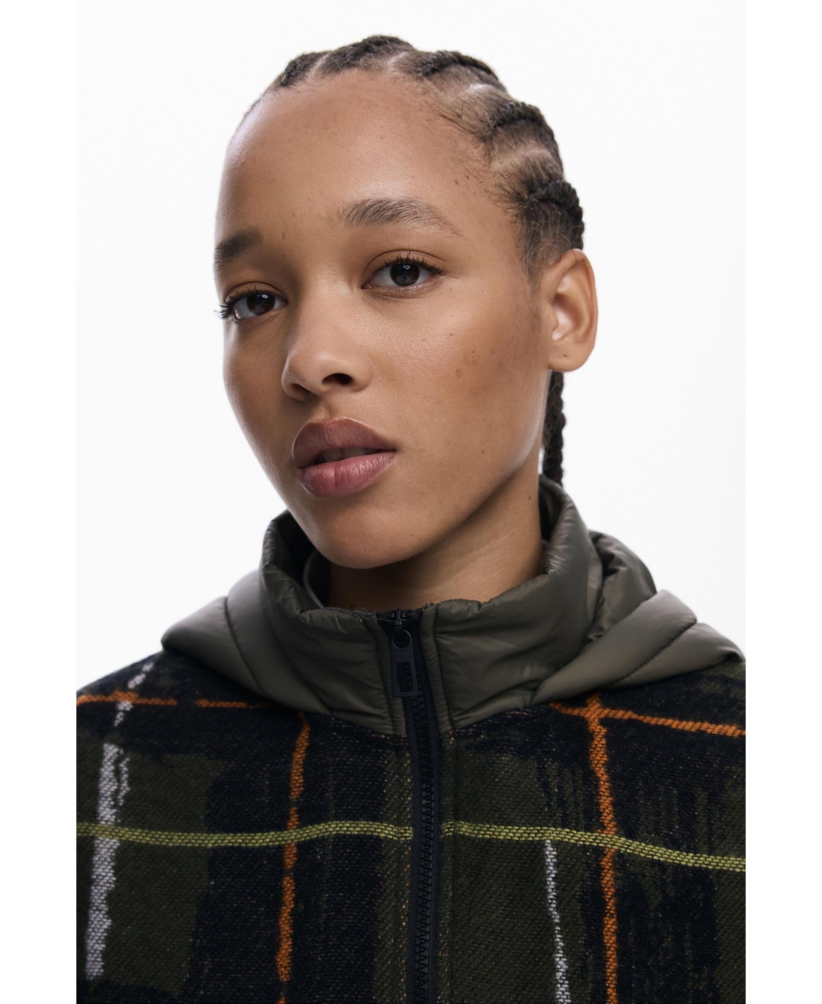 Desigual Women's Checkered poncho with padded hood