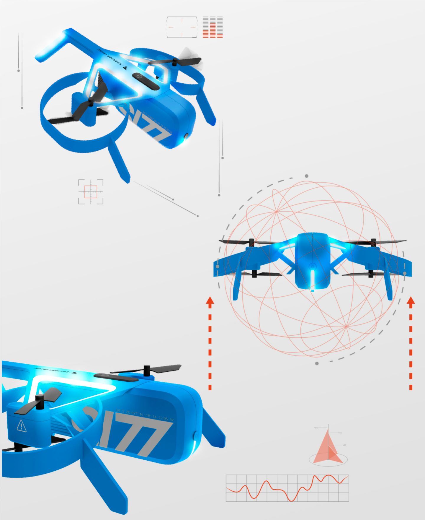 Детская игрушка Sharper Image Sky Propeller Remote Control Quad-Copter Drone, цвет: Синий — фото 3