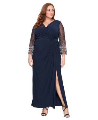 Plus Size Embellished V-Neck Dress