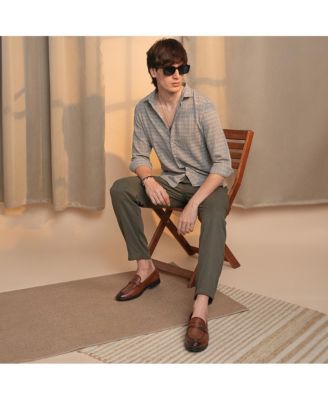 Men's Ash Grey Micro-Tartan Plaid Shirt