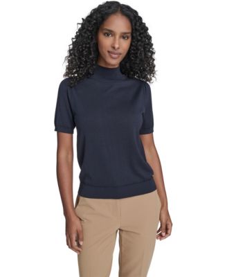 Women's Short-Sleeve Mock Neck Sweater