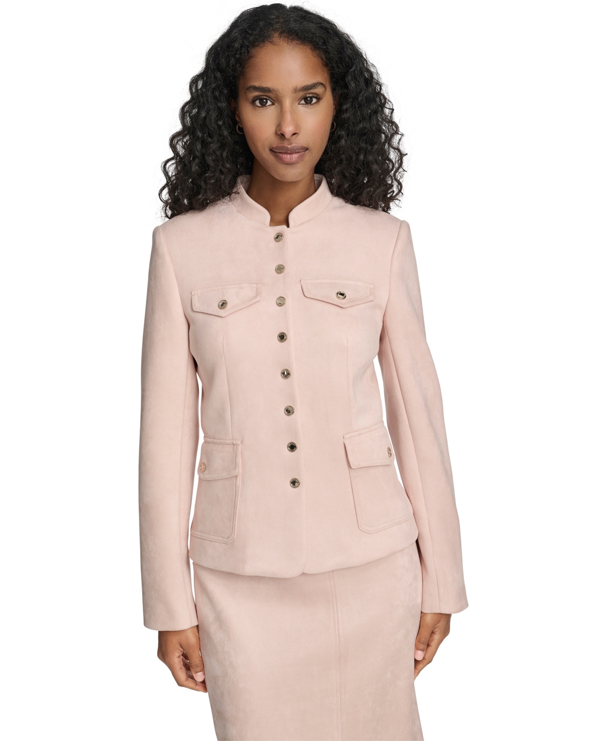 Tommy Hilfiger Women's Scuba Suede Riding Band Collar Jacket In Pink