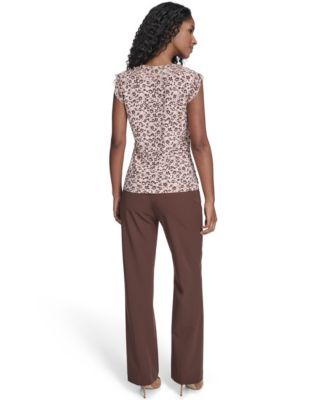 Women's Blossom Floral Mixed Media Ruffle Top