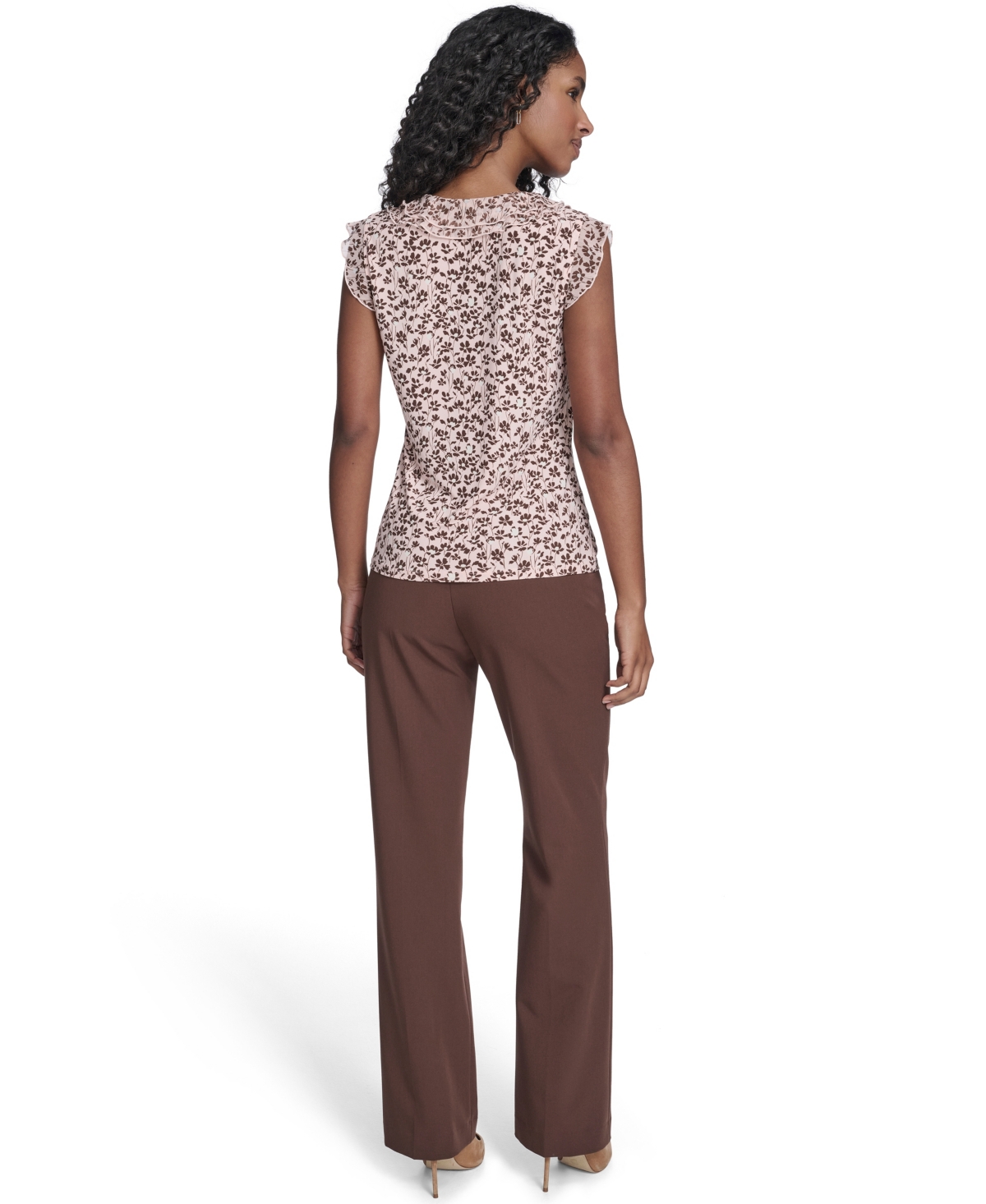 Tommy Hilfiger Women's Blossom Floral Mixed Media Ruffle Top