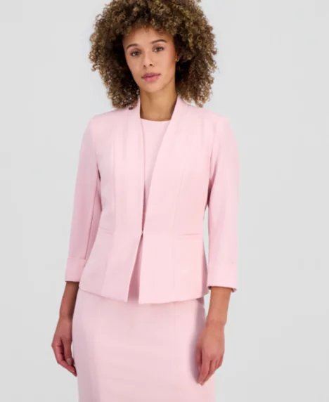 3/4-Sleeve Kiss-Front Blazer, Regular & Petite - Tutu Pink