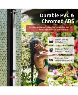 7.2 Feet 9.3 Gallon Solar Heated Shower with Adjustable Head and Foot Tap