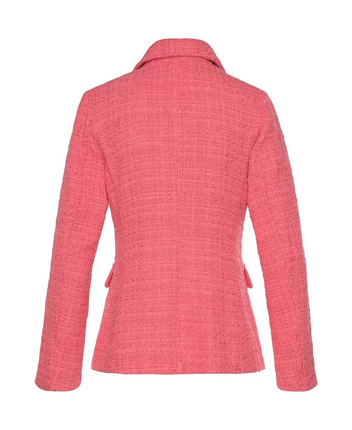 Women's Double Breasted Boucle with Pockets Blazer - thumbnail 3