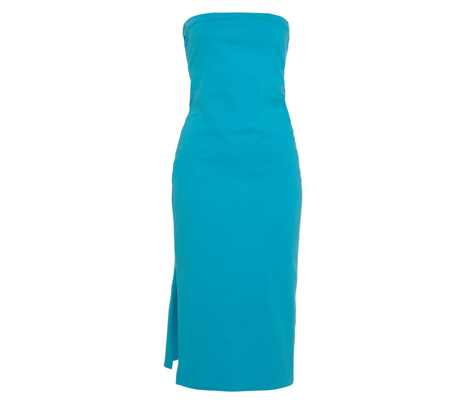 Women's Cotton Strapless Back Cutout Column Bandeau Midi Dress