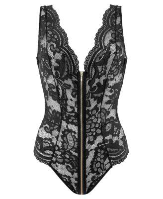 Women's Plunge Zipper Detail Teddy cup sizing