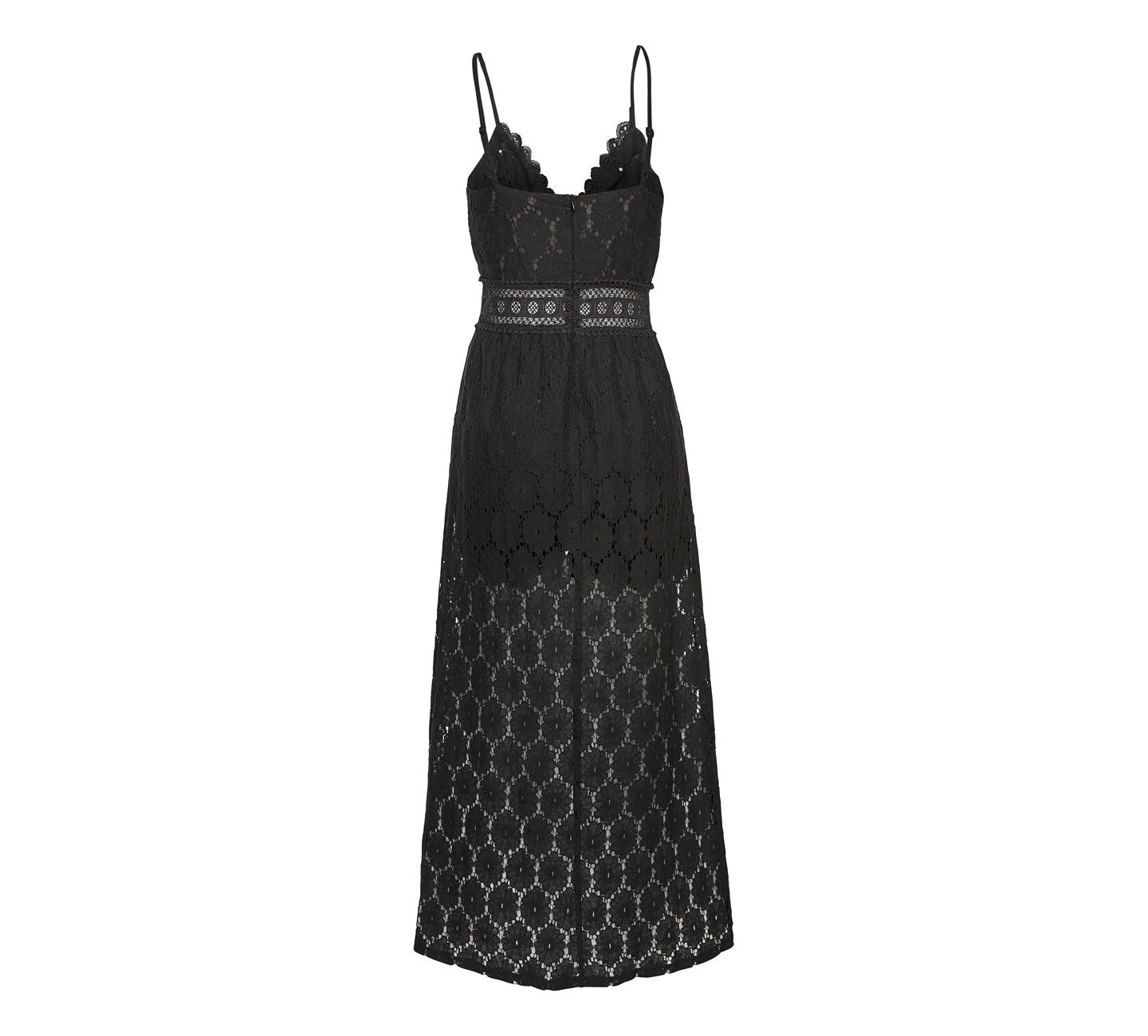 Женский комбинезон Lascana Maxi Scalloped Lace Overlay Romper, цвет: Чёрный — фото 6