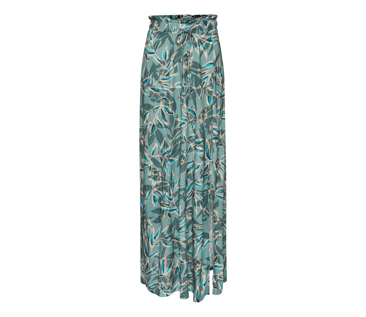 Women's Viscose Printed Paperbag Maxi Ruffle-Trim Skirt