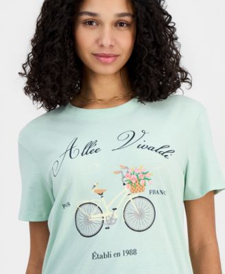 Juniors' Bike Paris Crewneck Short-Sleeve T-Shirt