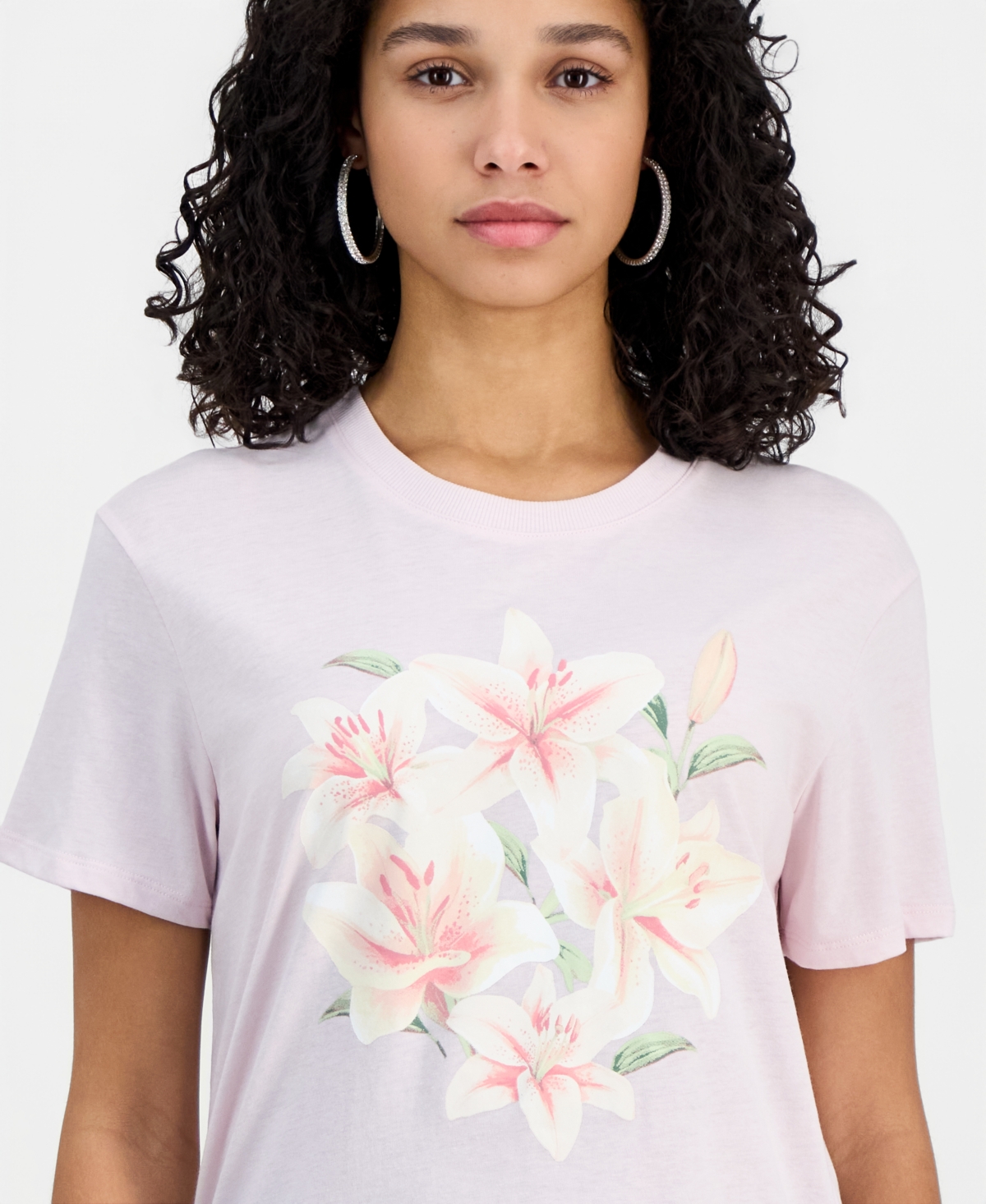 Self Esteem Juniors' Lily Flower Crewneck Short-Sleeve T-Shirt