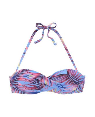 Women's Palm Print Bandeau Bikini Swimsuit Top Bra Sizing