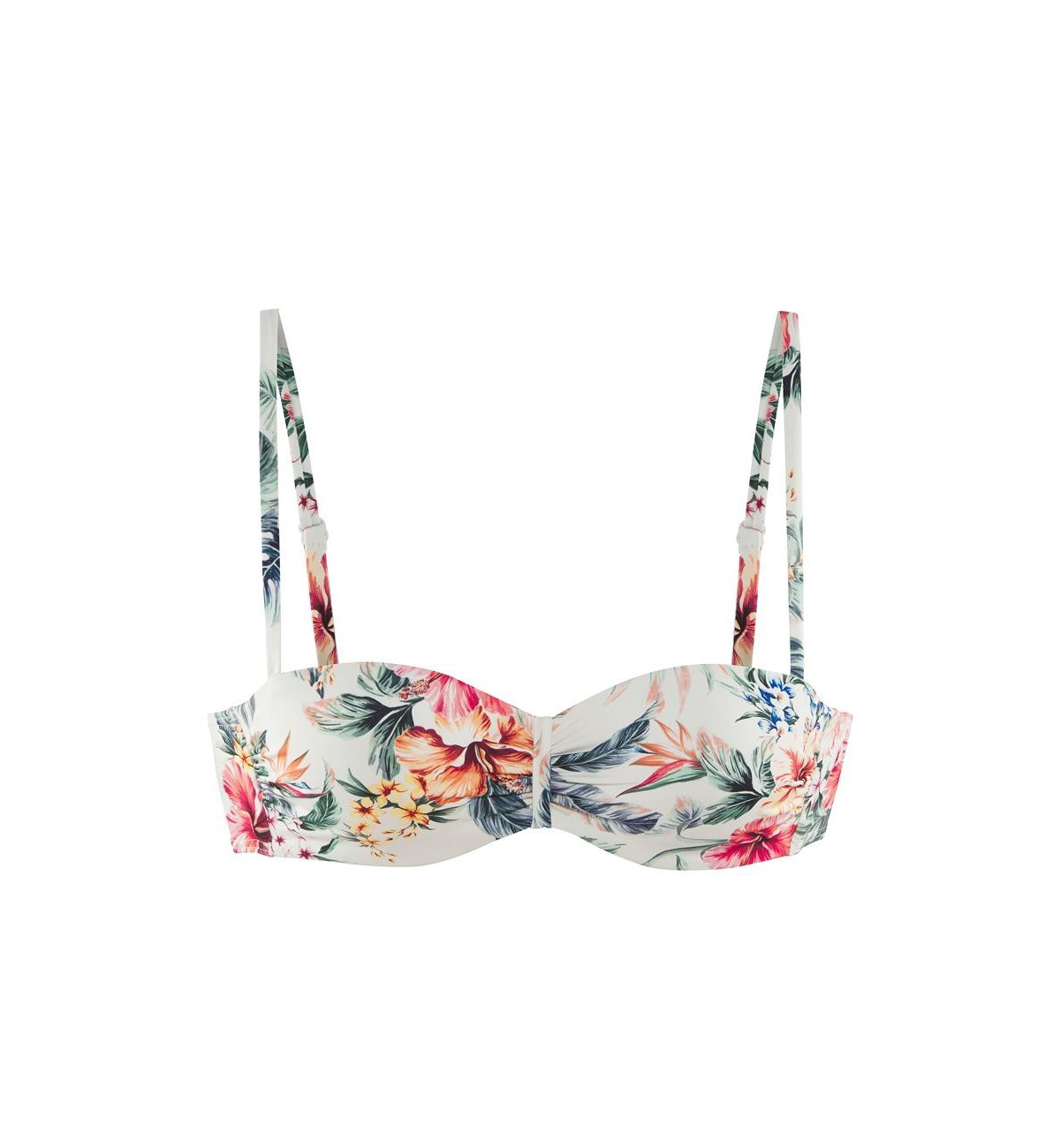 Lascana Women's Tropical Print Bandeau Bikini Swimsuit Top Bra Sizing