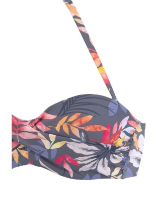 Women's Tropical Print Bandeau Bikini Swimsuit Top Bra Sizing
