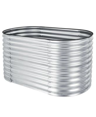5 x 3 x 2 Feet Metal Oval Raised Garden Bed with Open Bottom Design