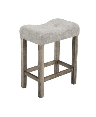 5-Piece Counter Height Dining Table Set with Upholstered Stools, Wood Grain MDF Top and Solid Wood Legs, Space-Saving Table Set