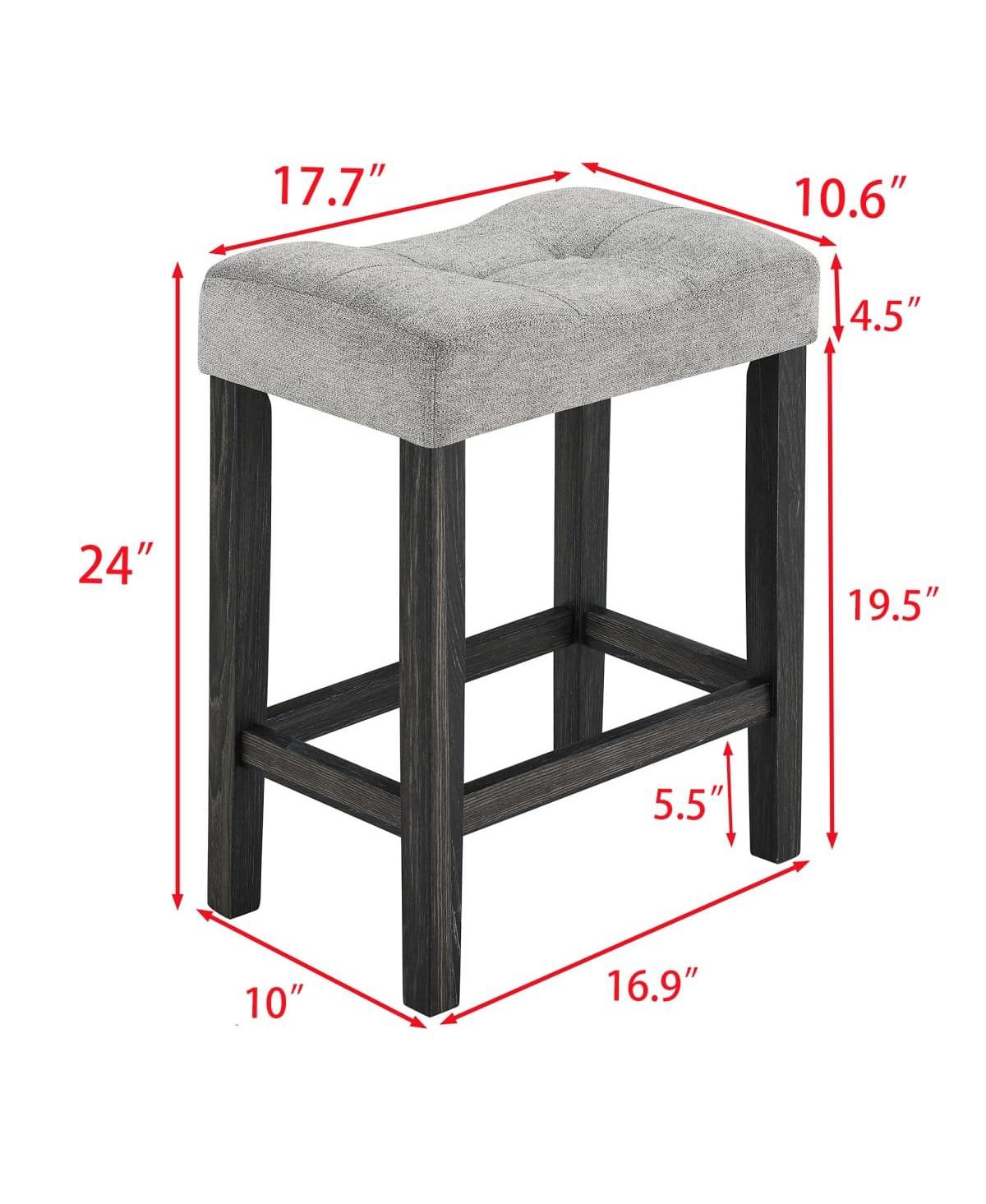 Maison Boucle 5-Piece Counter Height Dining Table Set with Upholstered Stools, Wood Grain Mdf Top and Solid Legs, Space-Saving