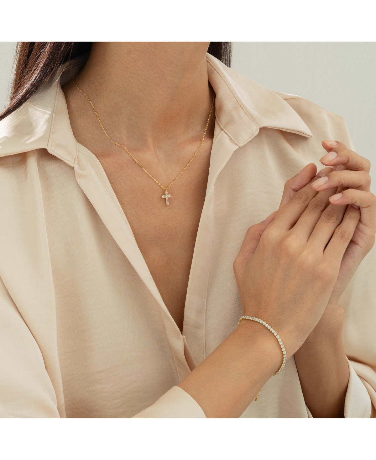 Sterling Silver 18k Gold Plated Cherie Tennis Bracelet