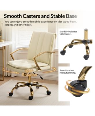 1 Pc Faux Leather Modern Rocking Tilting High-Back Office Chair with 360-Degree Swivel Base