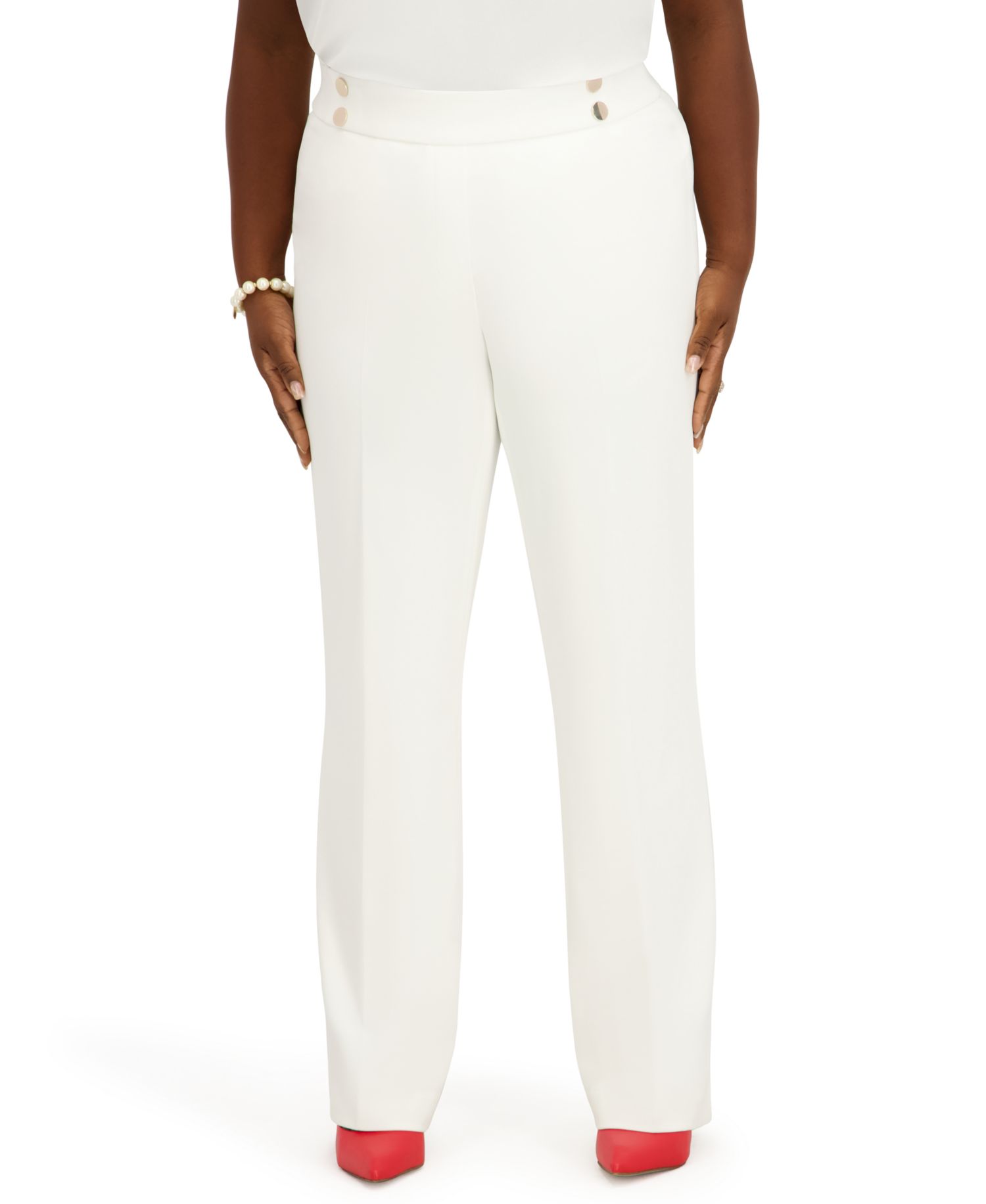 Women's Pull-On Rivet Faux Extend Tab Trousers