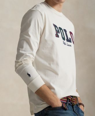 Men's Long-Sleeve Plaid-Logo Applique T-Shirt