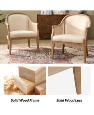 Werner Farmhouse Rattan Solid Wood Armchair