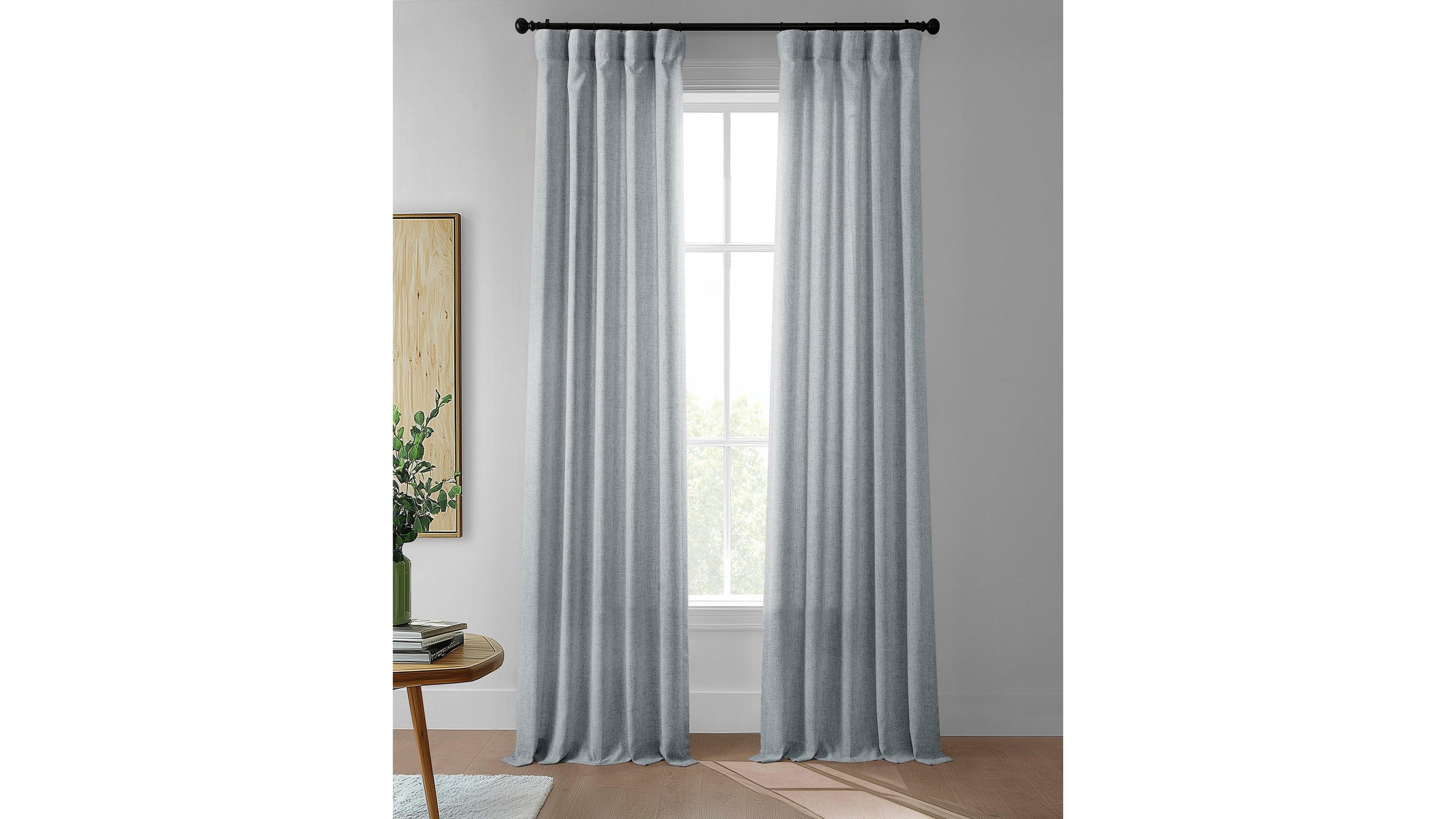 Half Price Drapes FarmTown Faux Linen Sheer Curtain Pair (2 Panels