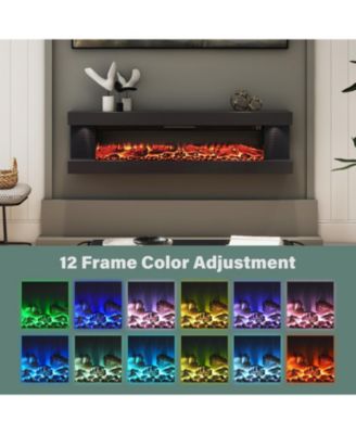 59" TV Stand with 23" Electric Fireplace With Remote Control and Metal Feet,Black