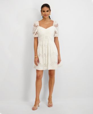 kensie - Women's Embroidered Sweetheart Neck Dress