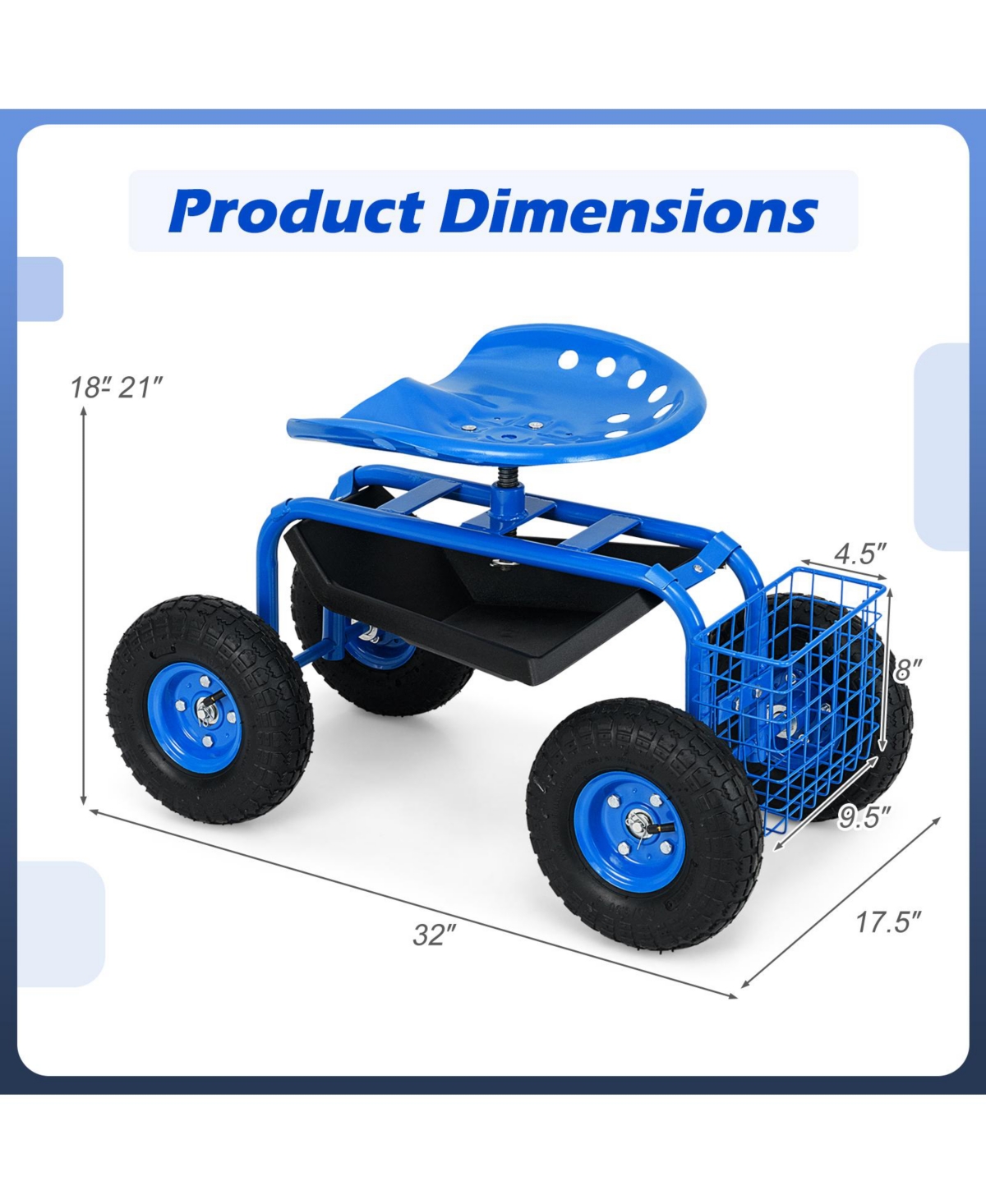 Sugift Garden Cart with Heavy Duty Tool Tray