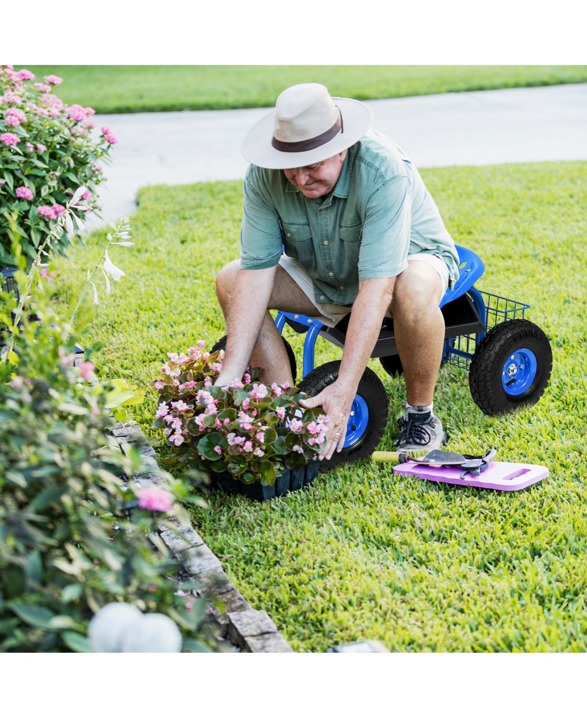 Sugift Garden Cart with Heavy Duty Tool Tray