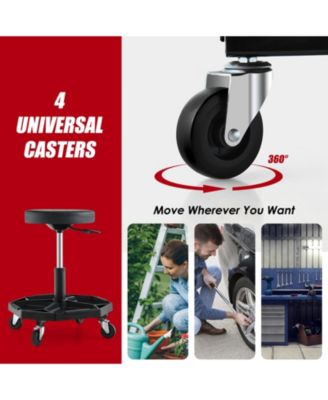 330 LBS Capacity Pneumatic Rolling Mechanic Stool with Padded Seat