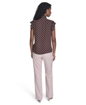 Women's Dot Tie Neck Top