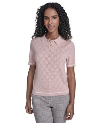Tommy Hilfiger - Women's Pointelle Polo Collared Sweater