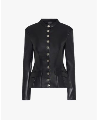 Women's Faux Leather Military Jacket