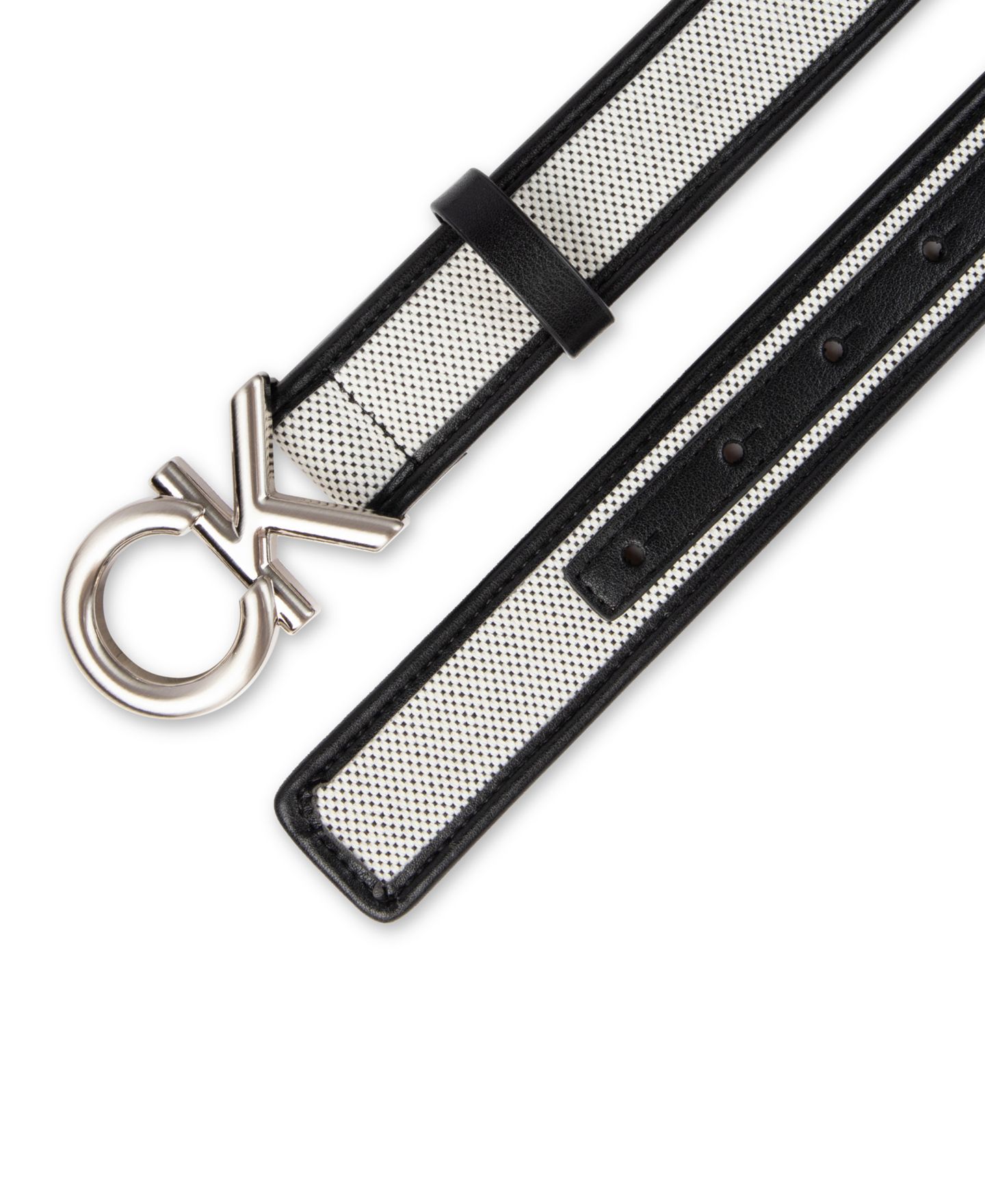Женский ремень Calvin Klein Woven Inlay Leather Belt with Puff CK Monogram Buckle Belt, цвет: Чёрный — фото 5
