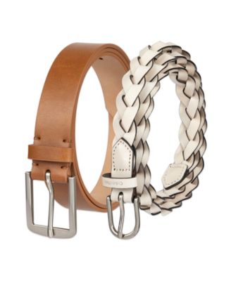 Women's Two Pack - Skinny Braid and Harness Buckle Belt Set