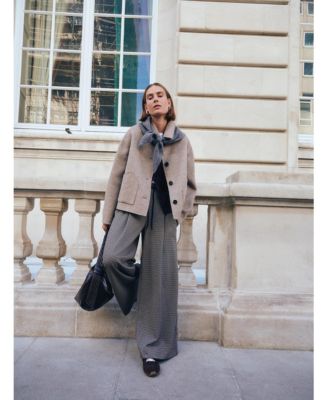 Women's Check Wide Leg Jersey Pants