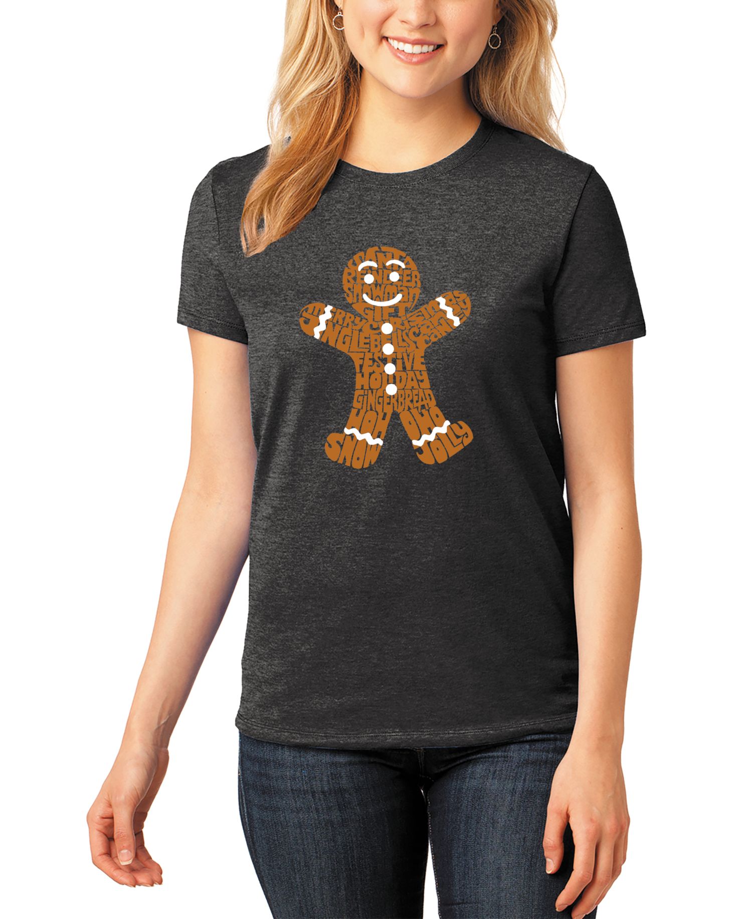 Women's Gingerbread Word Art Short-Sleeve T-Shirt
