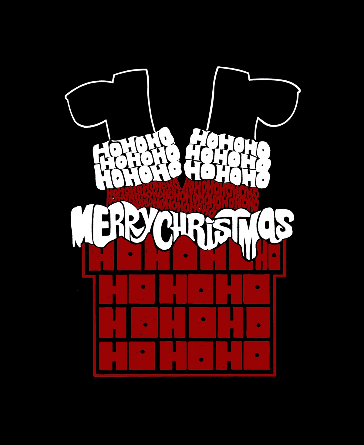 La Pop Art Women's Chimney Santa Word Short Sleeve T-Shirt