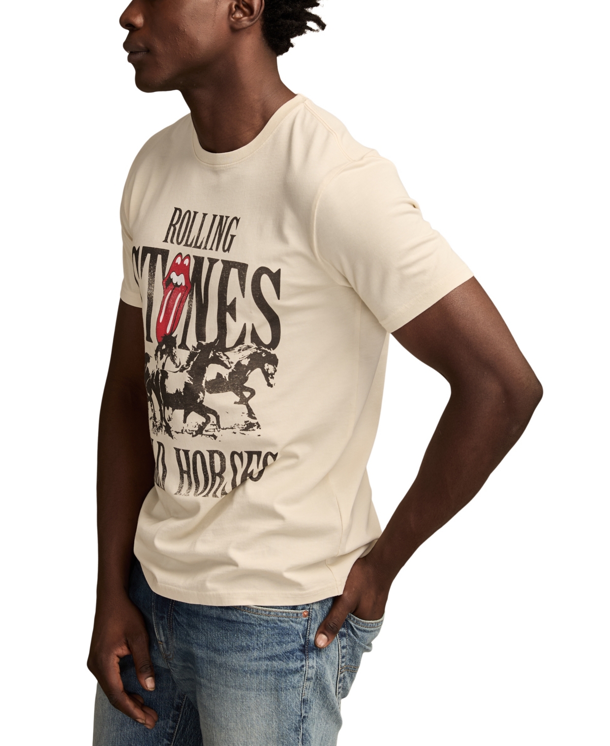 Lucky Brand Men's Rolling Stones Horse Printed T-Shirt