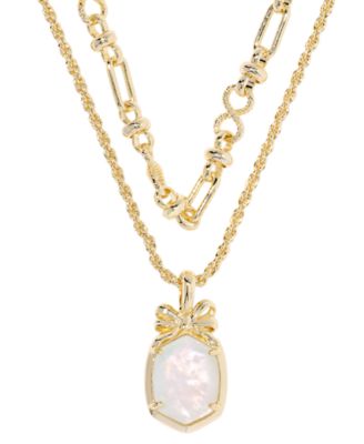Kendra Scott - Crystal & Imitation Pearl Daphne Bow Multi Strand Necklace