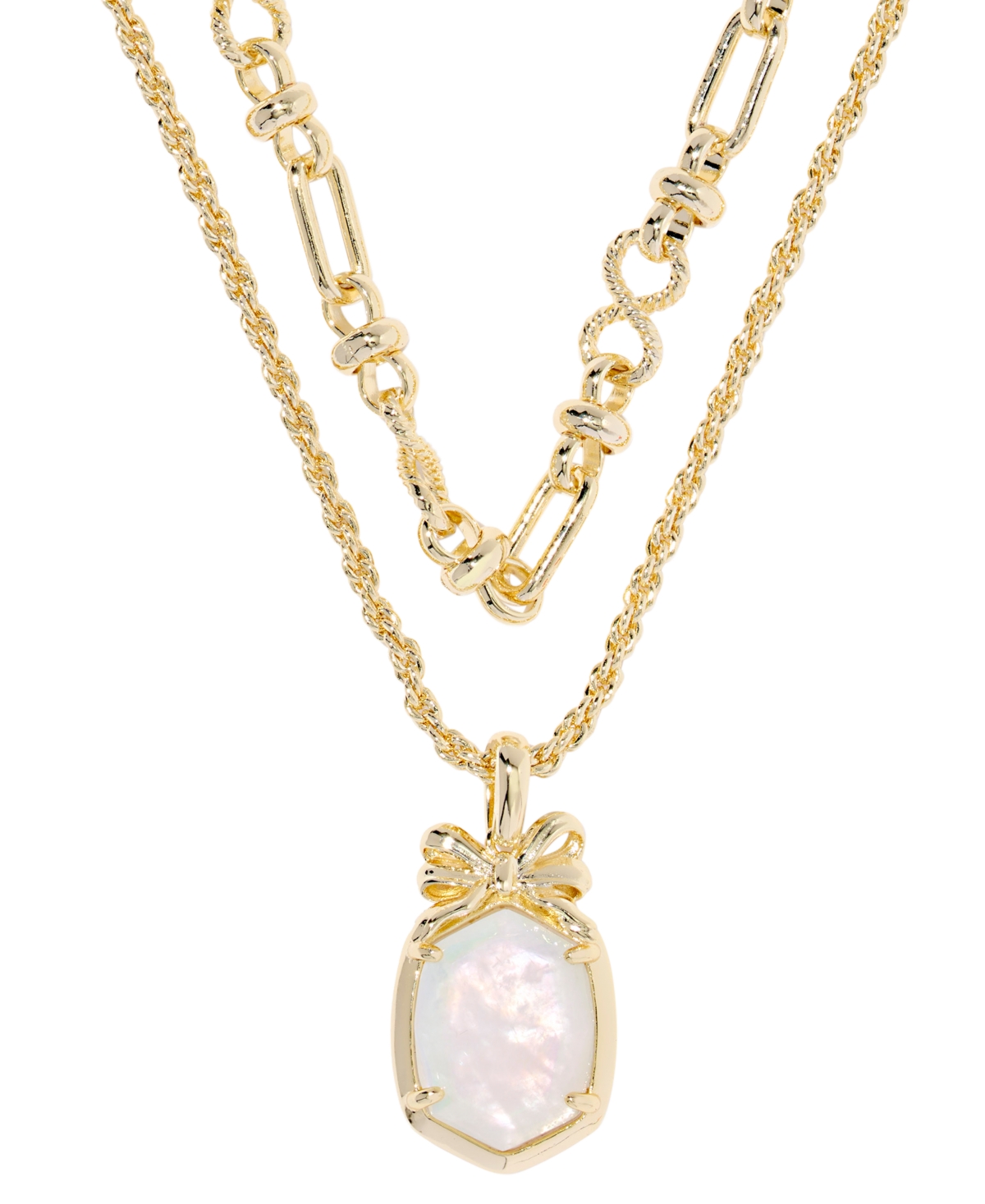 Kendra Scott Crystal & Imitation Pearl Daphne Bow Multi Strand Necklace In Gold